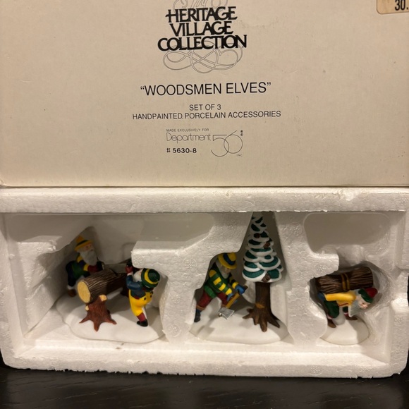 VINTAGE DEPARTMENT 56 "WOODMEN'S ELVES" PORCELAIN ACCESSORIES - Picture 8 of 8